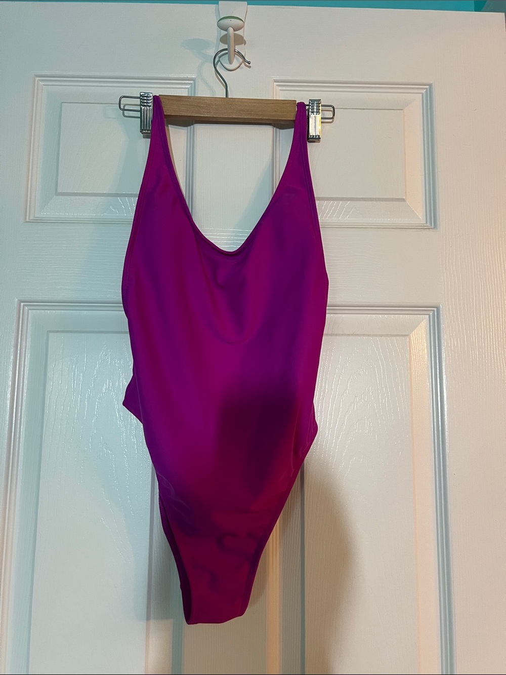 Women's Magenta Scoop Back One-Piece Swimsuit + FREE SARONG